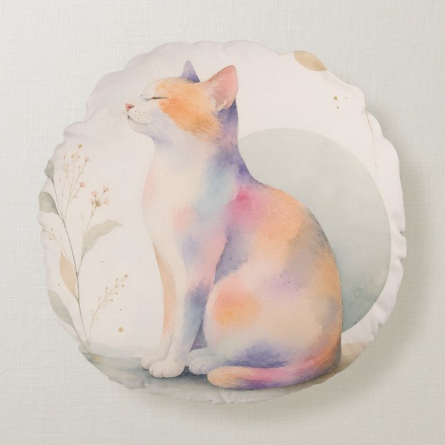 Coussins Ronds Chat silencieux au clair de lune (Devant)