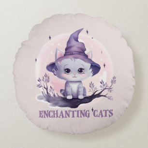 Coussins Ronds Chat sorcier enchanteur