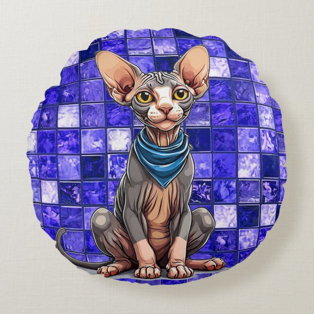 Coussins Ronds Chat Sphynx (Devant)