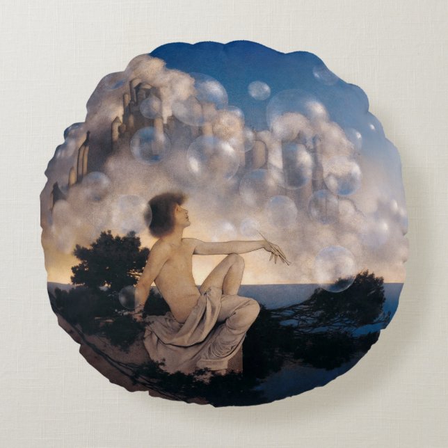 Coussins Ronds Châteaux en Espagne de Maxfield Parrish 1904 Fanta (Devant)