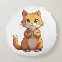 Chaton buvant du café