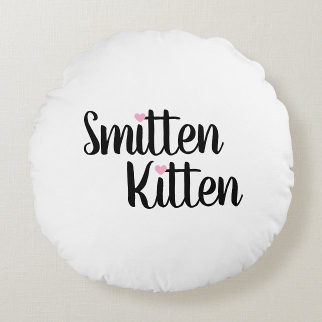 Coussins Ronds Chaton Éperdument Amoureux pour la Saint-Valentin (Devant)