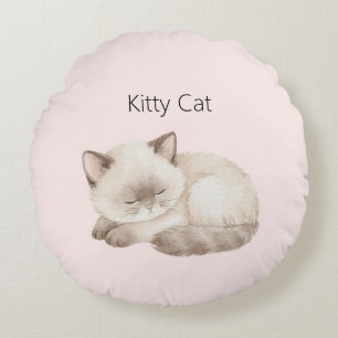 Coussins Ronds Chaton Gris Blanc