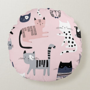 Coussins Ronds Chatons colorés : Vintage rose enfant