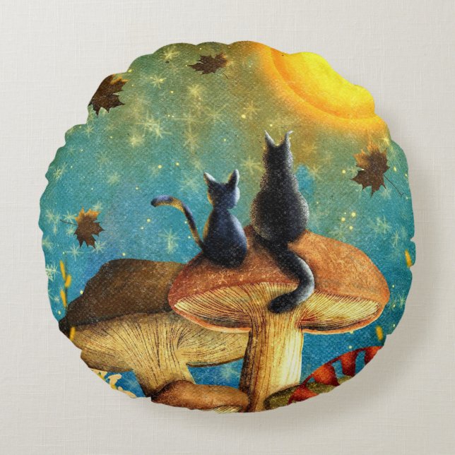 Coussins Ronds Chats champignons  (Devant)