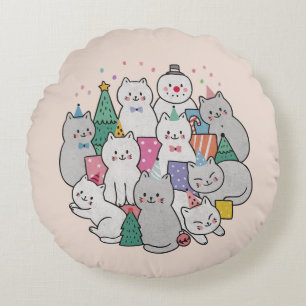 Coussins Ronds Chats de Noël
