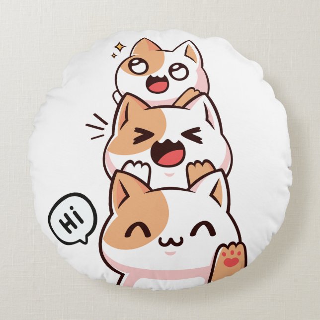 Coussins Ronds Chats Hi (Devant)