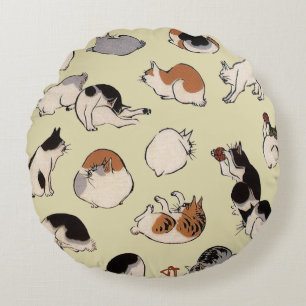 Coussins Ronds Chats japonais (couleur variable)