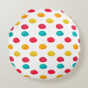 Coussins Ronds Chats paresseux colorés mignons dorment Aquarelle