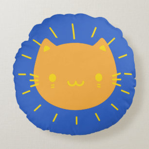Coussins Ronds Chats Sunshine Kawaii réversible