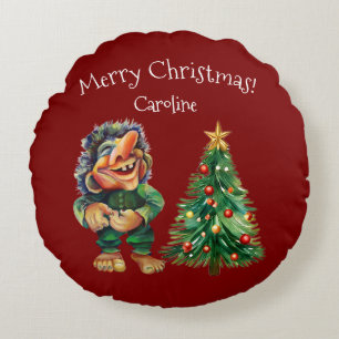 Coussins Ronds Cheeky Christmas Troll et Tree Delight