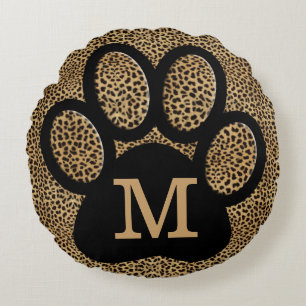 Coussins Ronds Cheetah Imprimer Empreinte de patte de chats monog