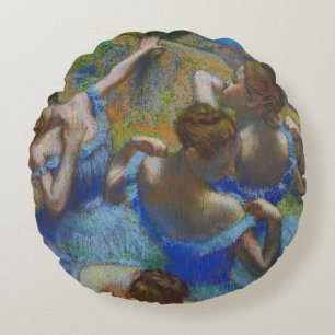 Coussins Ronds Chef-d'œuvre d'art fin pastel Danseuses bleues de
