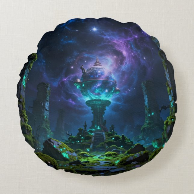 Coussins Ronds Chemin des étoiles – Voyage à travers l'univers (Devant)