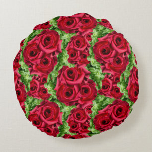 Coussins Ronds Chemin Rouge Roses Fleur Garland