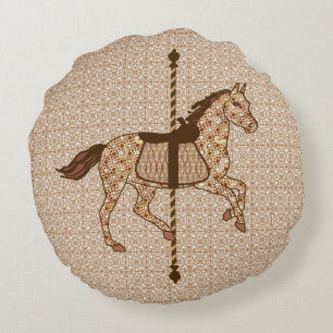Coussins Ronds Cheval de carrousel - Chocolat Brown et Tan