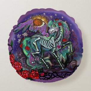 Coussins Ronds Cheval Día de Muertos