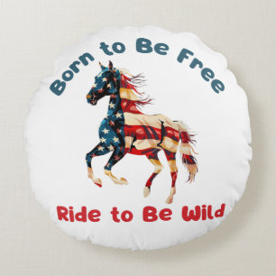 Coussins Ronds Cheval Drapeau Amérique