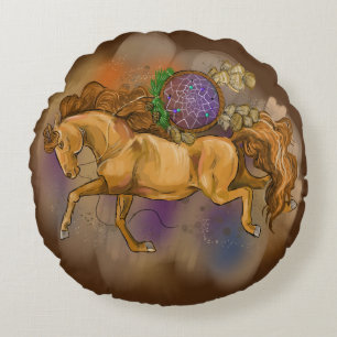 Coussins Ronds Chevaux avec Dreamcatchers