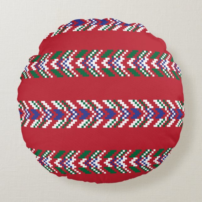 Coussins Ronds Chevron fair isle sans couture motif design,  (Devant)