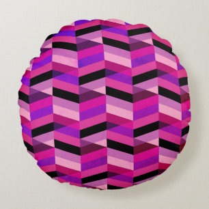 Coussins Ronds Chevron/Herringbone abstrait Violets et Violet