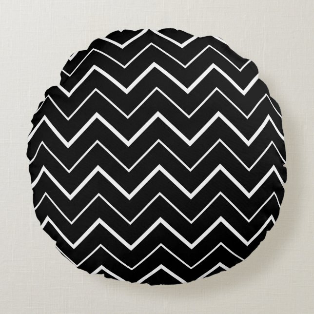 Coussins Ronds Chevron noir et blanc (Devant)