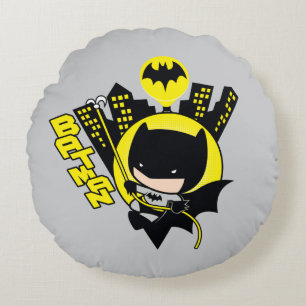 Coussins Ronds Chibi Batman Évolue La Ville