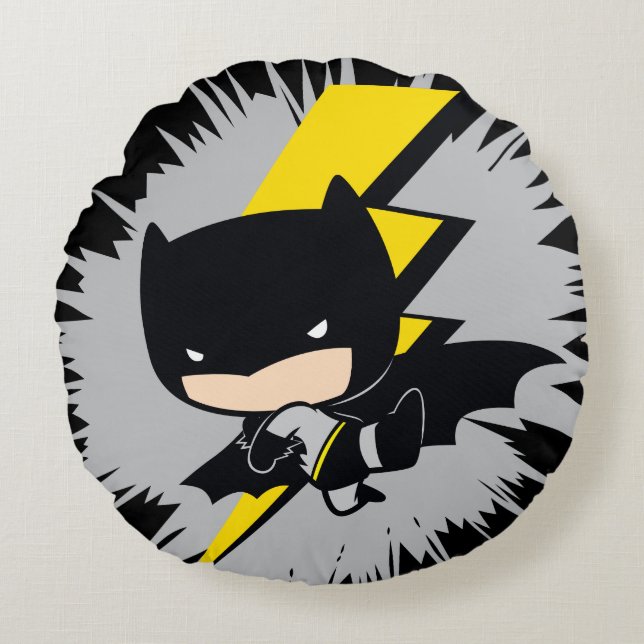 Coussins Ronds Chibi Batman Lightning Kick (Devant)