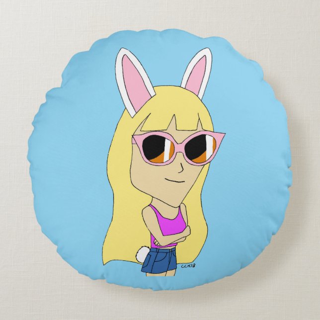 Coussins Ronds chibi bunnygirl (Devant)