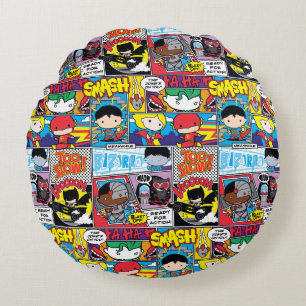 Coussins Ronds Chibi Justice League Motif de bande dessinée