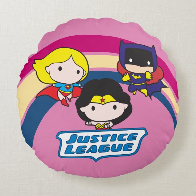 Coussins Ronds Chibi Justice League Rainbow (Devant)