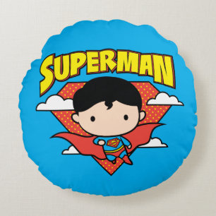 Coussins Ronds Chibi Superman Polka Dot Shield et nom
