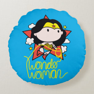 Coussins Ronds Chibi Wonder Woman Voler Avec Lasso