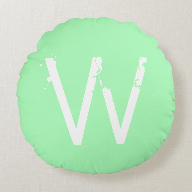 Coussins Ronds Chic Grunge Monogramme Vert Menthe (Devant)