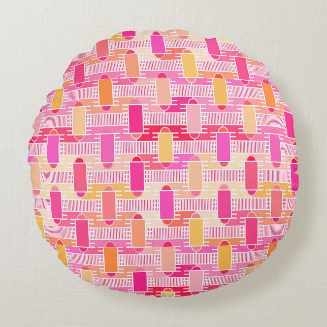 Coussins Ronds Chic industriel d'art déco - rose, pêche, or (Devant)
