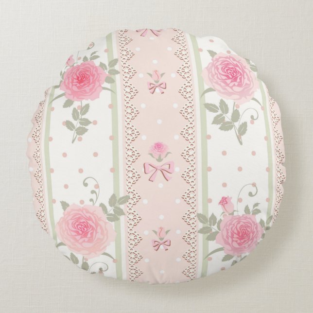 Coussins Ronds Chic minable, victorian, floral, papier peint, (Devant)