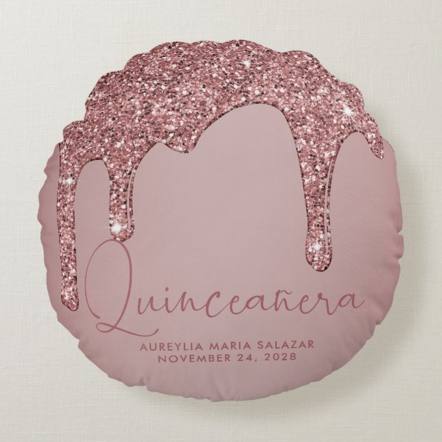 Coussins Ronds Chic Rose Gold Éperche Parties scintillant Drives  (Devant)