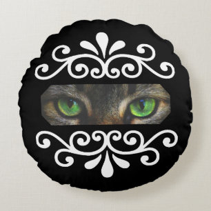 Coussins Ronds Chic vecteur floral yeux de chat photo personnalis