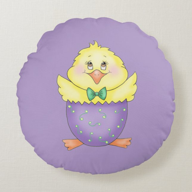Coussins Ronds Chick de Pâques (Devant)