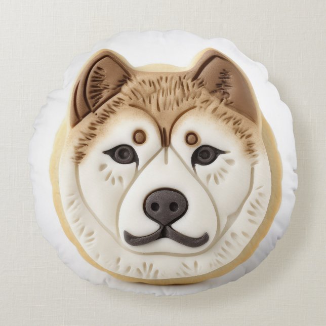 Coussins Ronds Chien Akita Inspiré 3D (Devant)
