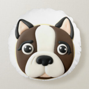 Coussins Ronds Chien Boston Terrier Inspiré de la 3D