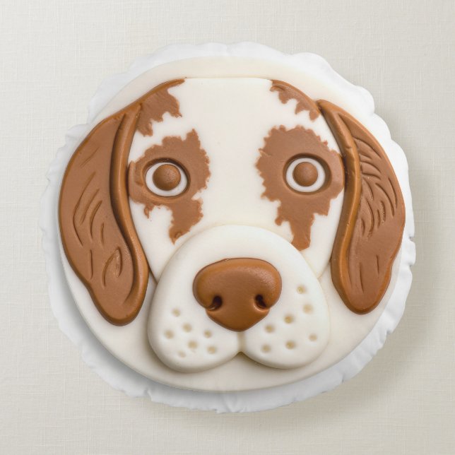 Coussins Ronds Chien Brittany Spaniel Inspiré de la 3D (Devant)