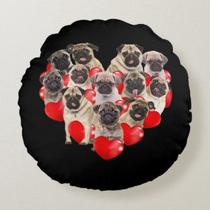 Coussins Ronds Chien Carlins Chien Coeur   Cadeau de la Saint-Val
