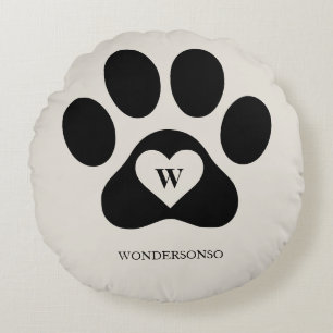 Coussins Ronds Chien Chat patte Monogramme de famille inférieure