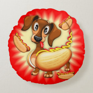 Coussins Ronds Chien chaud Dachshund