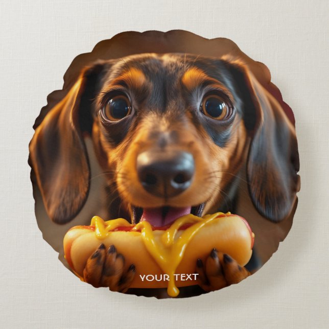 Coussins Ronds Chien chaud de fantaisie mignon (Devant)