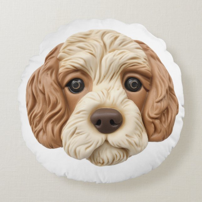 Coussins Ronds Chien Cockapoo Inspiré 3D (Devant)