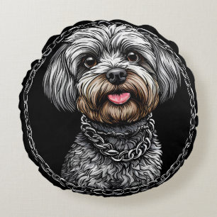 Coussins Ronds Chien dans un design artistique