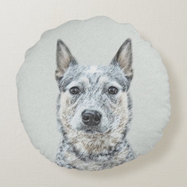Coussins Ronds Chien de bétail australien - Cute Original Dog Art (Dos)