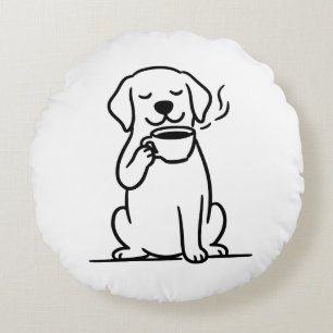 Coussins Ronds Chien de contenu Humeur café